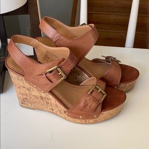 Buckle Wedges with Cork Heel